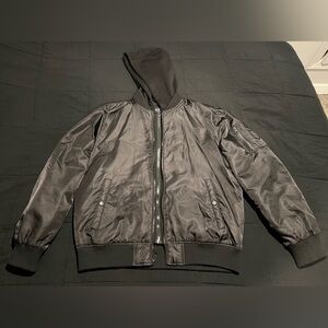 GUESS Men's Bomber Jacket with Removable Hooded Inset